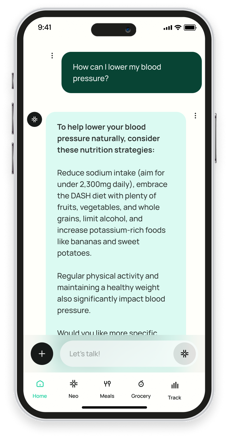 Neo Health App Chat Screenshot